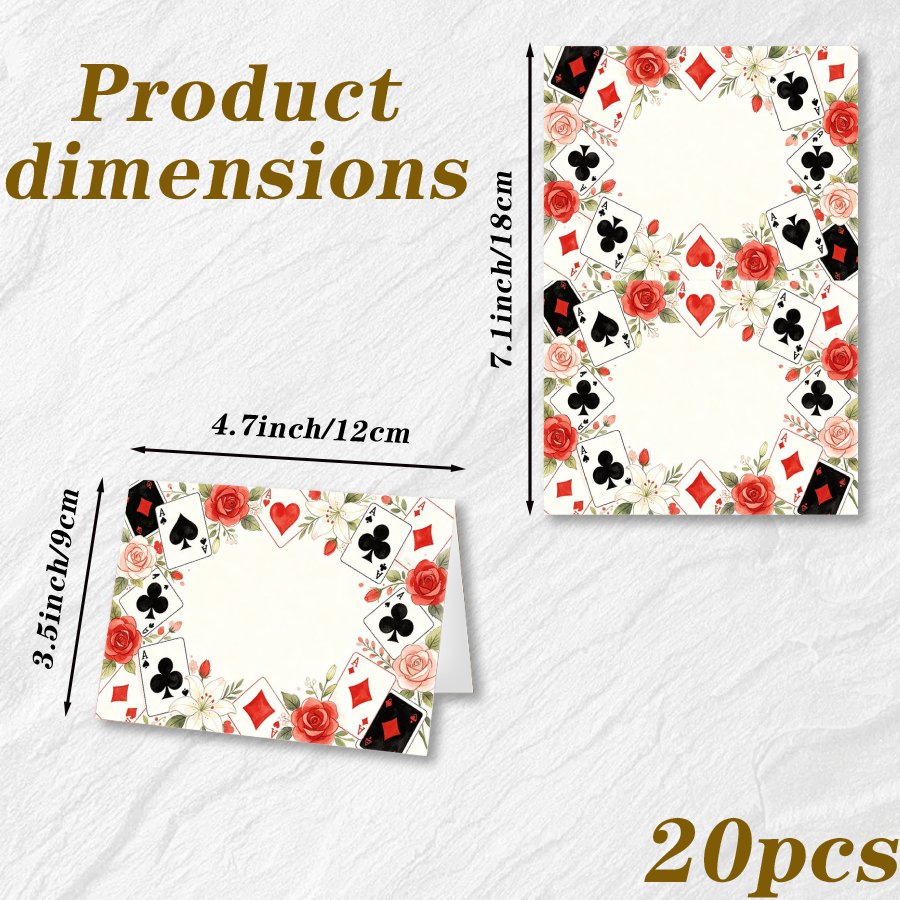 TEMU 20pcs Pack 20pcs Foldable Table Cards Suitable For Poker-themed Parties, Birthday & Christmas Decorations - & Floral Paper Table Tent Cards,