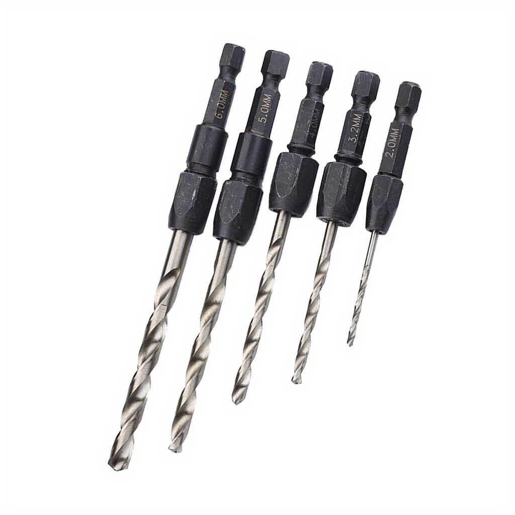 TEMU 5pcs New Quick Change Hex Shank Hss Drill Bit Set 2, 3. 2, 4, 5, 6mm