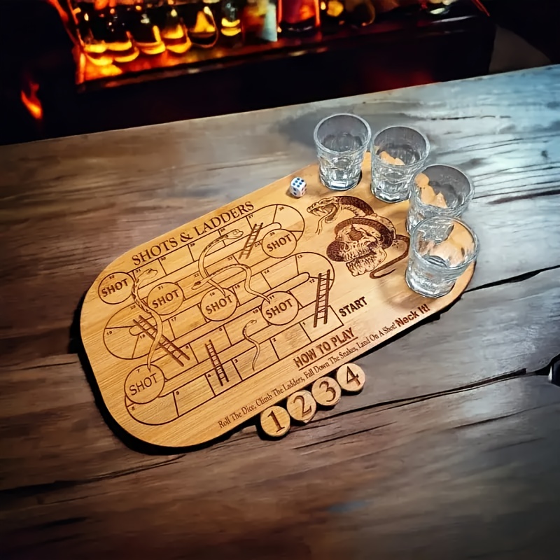TEMU 2d Flat, 2d Flat Vintage Wood Game Table - Beer Pong Table With Pattern And Numbered Shooting, Suitable For Social Gatherings , 2d Flat
