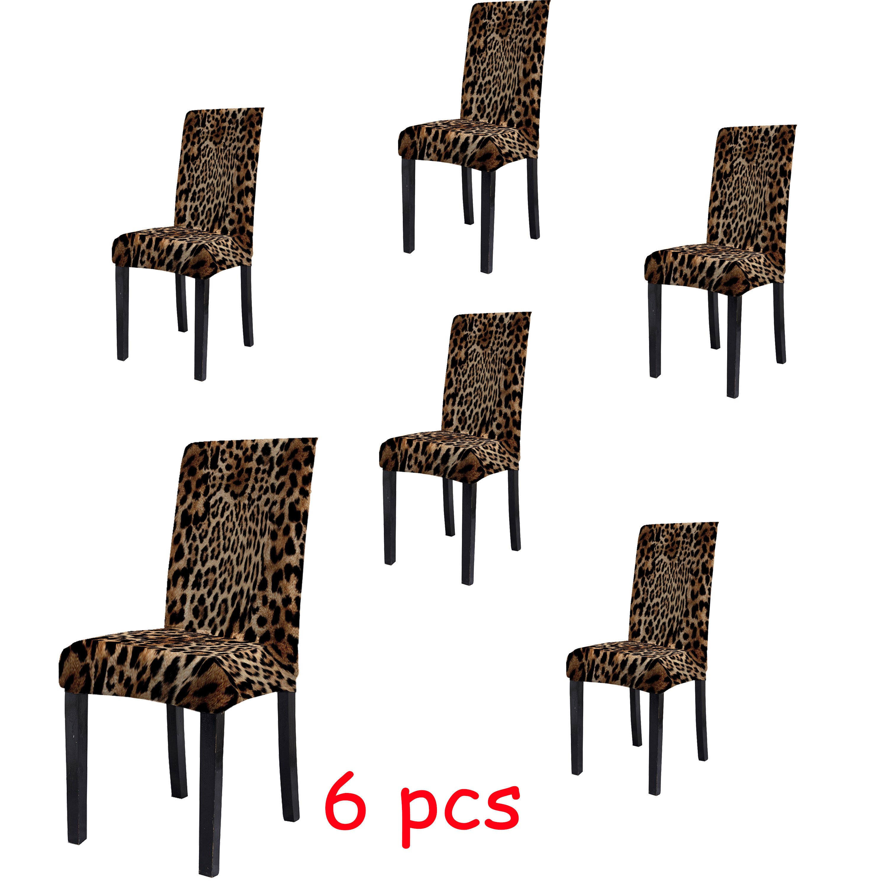 

4/6pcs Classic Chair Covers, Beautiful Leopard Print Chair Covers, Removable Chair Protection Covers, Suitable For Living Room, Hotel, Restaurant, Kitchen, Home Decoration