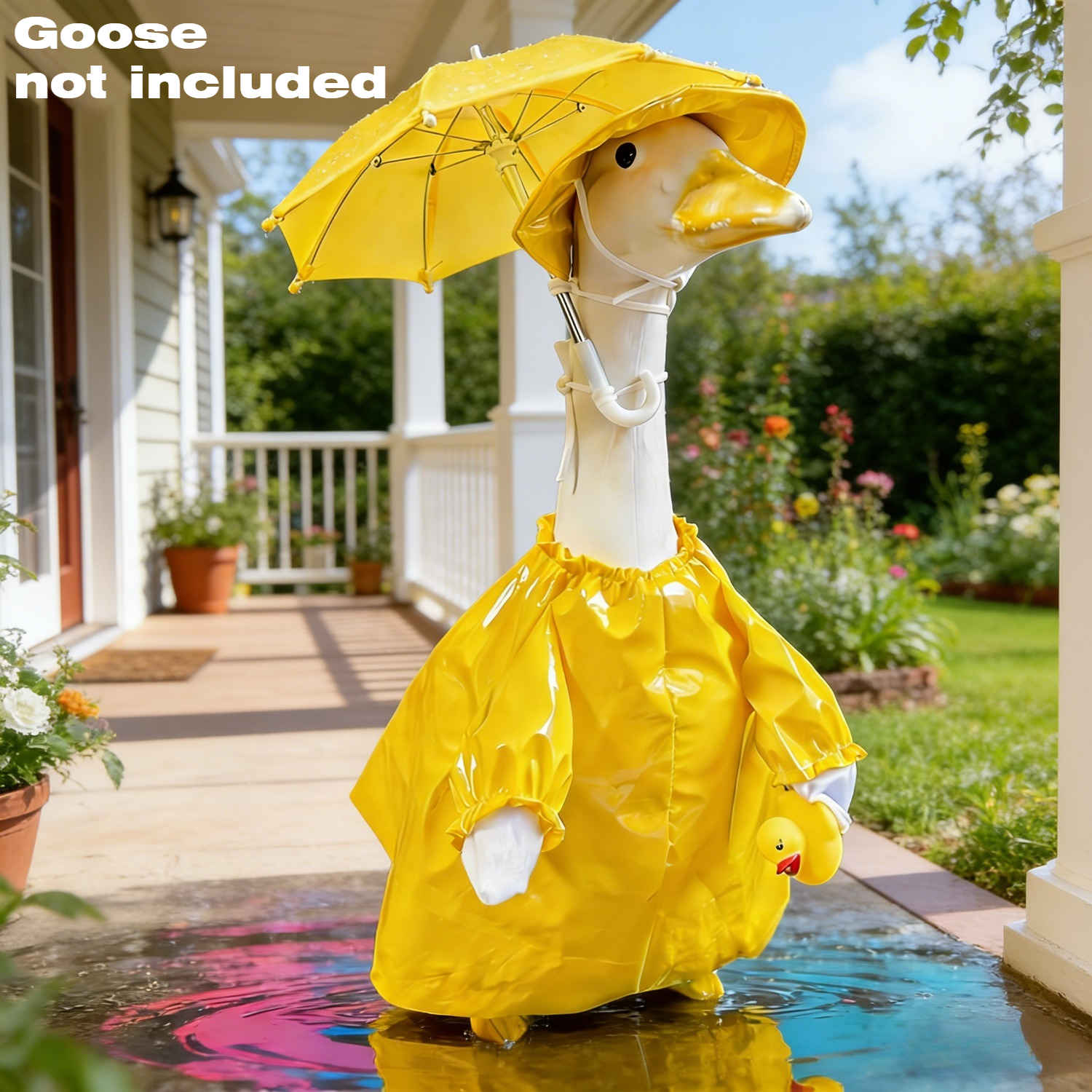 TEMU Set Of 3, 23-inch Raincoat Outfits For Porch Geese, Suitable For Spring And Summer. Includes Raincoats And Umbrellas For Outdoor Lawn, Garden,
