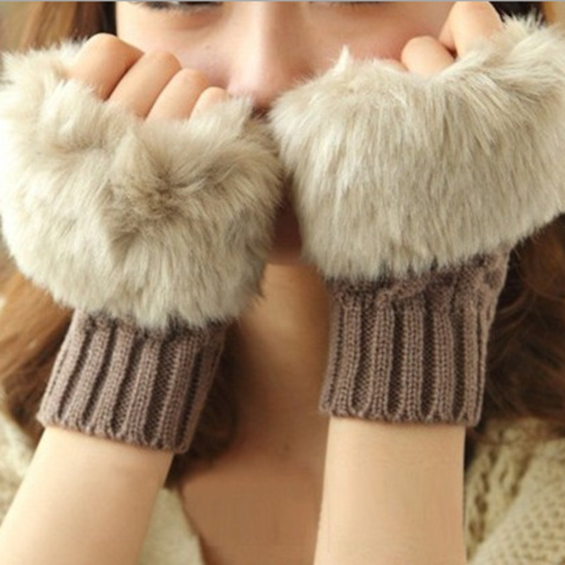 2pcs womens   fingerless gloves warm thick touchscreen compatible for autumn winter details 1