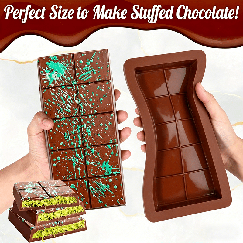 TEMU 1 Pack Chocolate Bar Mold, Food Grade Silicone Deep Mold For Homemade Dubai Pistachio Chocolate, Candy, Snacks, Bpa Free
