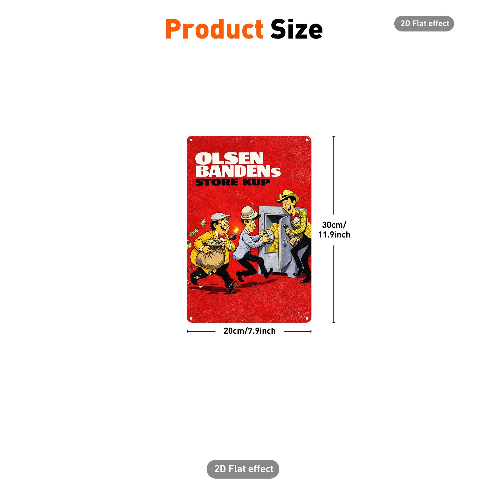 TEMU 1pc The Olsen Big Heist Cartoon Scene Iron Decorative Sign, 20x30cm Vintage Movie Poster Style Wall Hanging Plaque, Vibrant Red Background Home