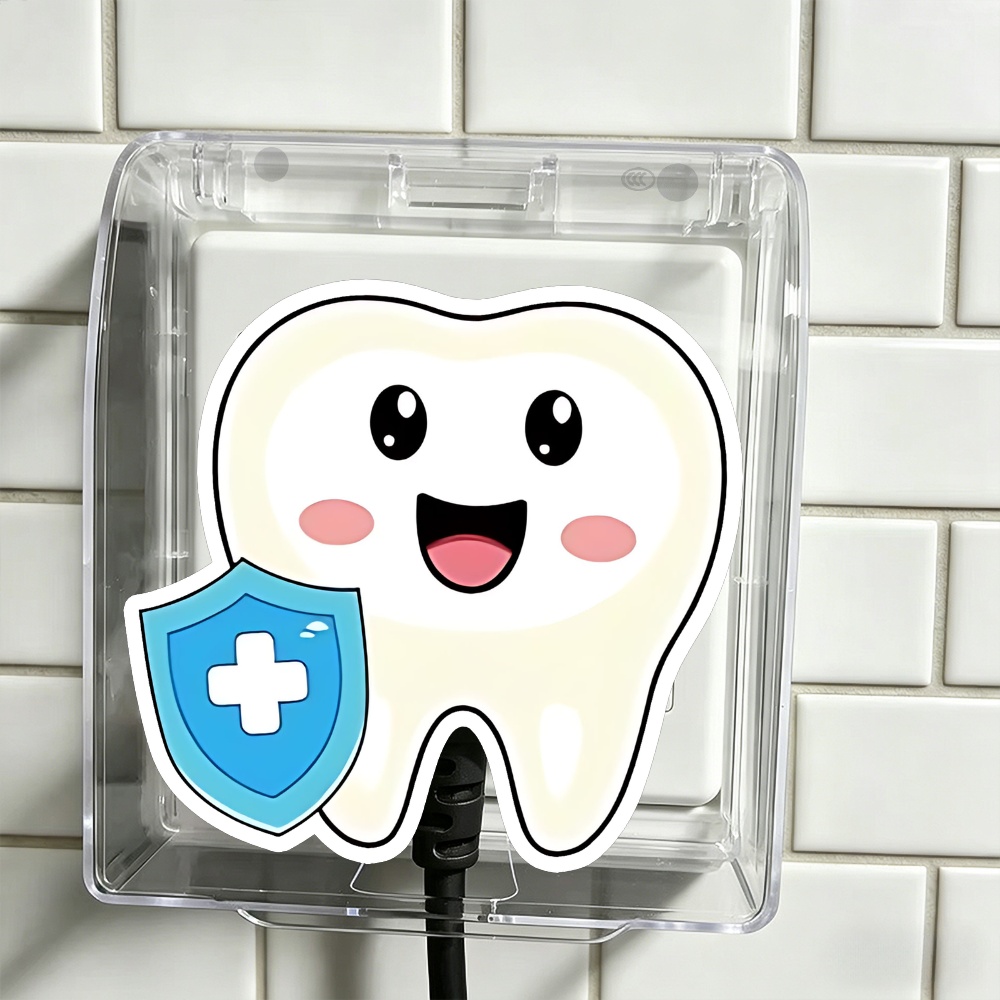 Cute Tooth with Blue Shield Plastic Socket Cover
