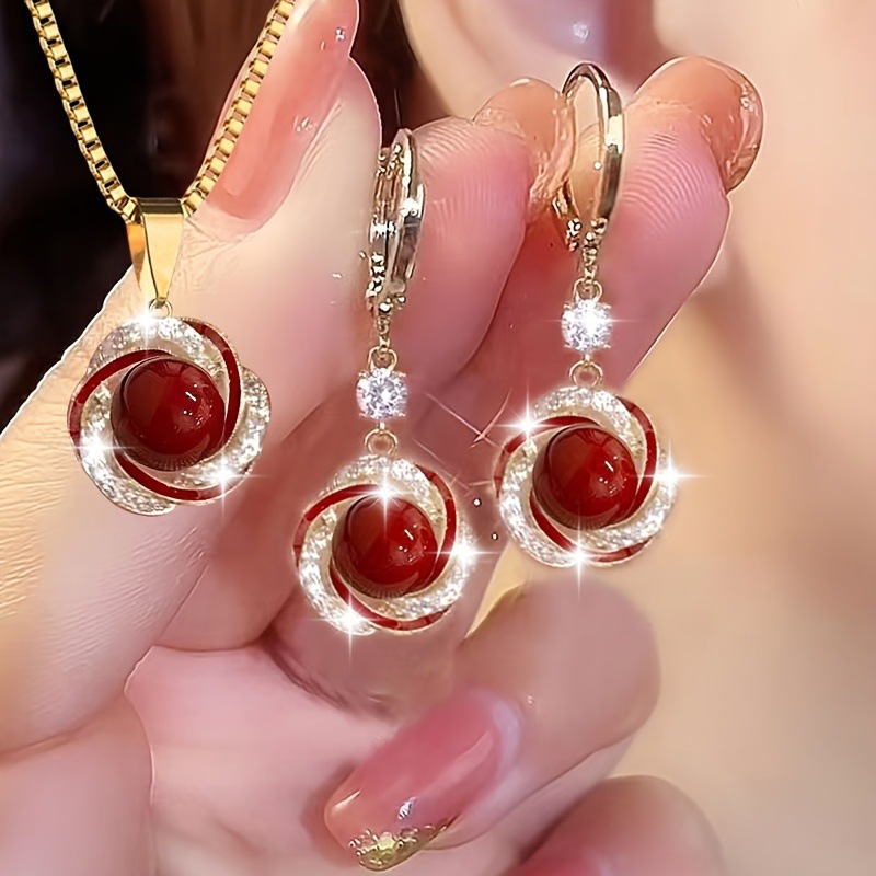 TEMU A Collection Of Jewelry Pieces. The Necklace And Earrings A Sophisticated . Create A Sense Of Luxury And Dances Them. Use, Weddings, And Social Events. An Ideal Presen
