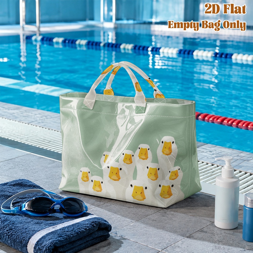 2d flat printing 1pc group of   geese pvc large capacity travel tote bag reusable grocery bags lightweight and foldable suitable for daily use for dinner parties holiday reunions leisure   gift preparation