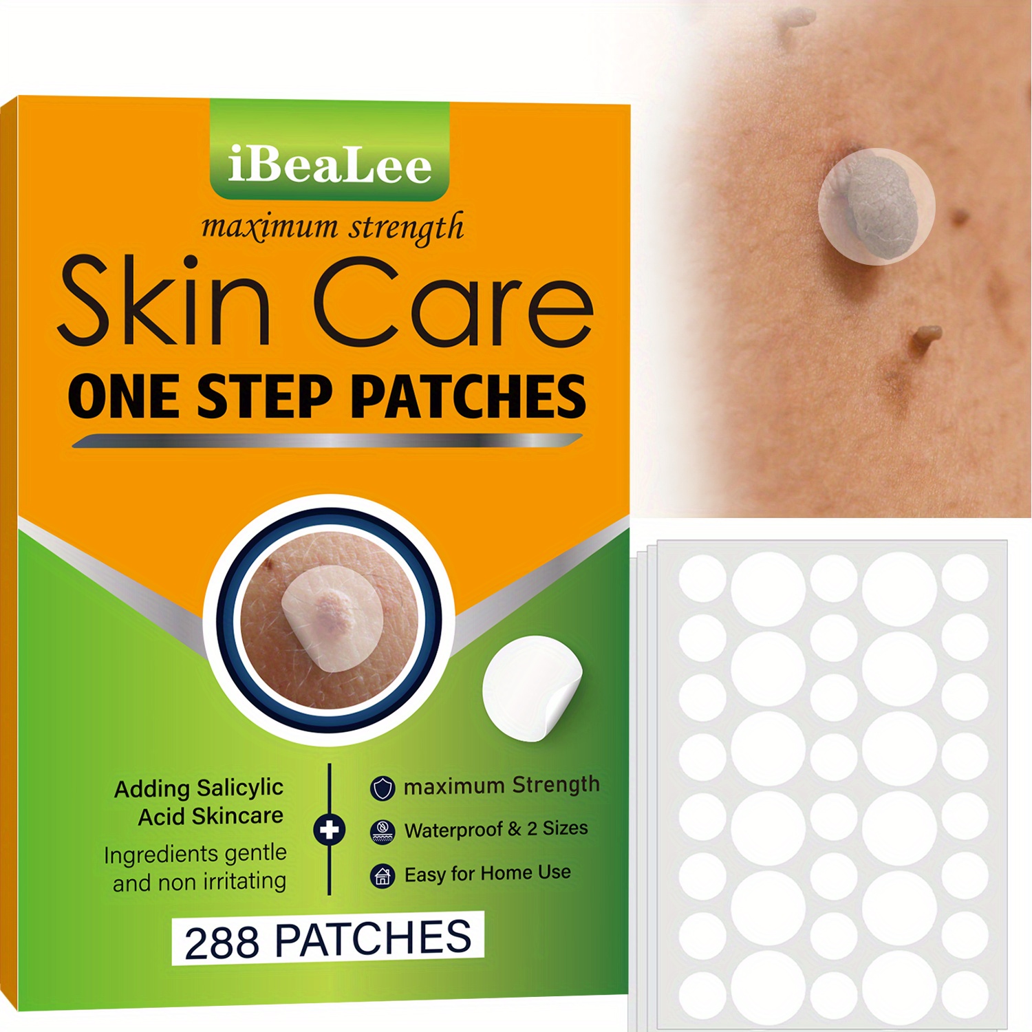 288pcs iBeaLee Maximum Strength Light Beige Care Patches with Salicylic Acid - Waterproof, Gentle & Non-Irritating & for Face, Body, Feet - 2 Sizes, Alcohol-Free, Formaldehyde-Free, Fragrance-Free, All Light Beige Types, Men & Women, Feet Care, Multipurpose Skincare, Alcoholfree Skincare details 0