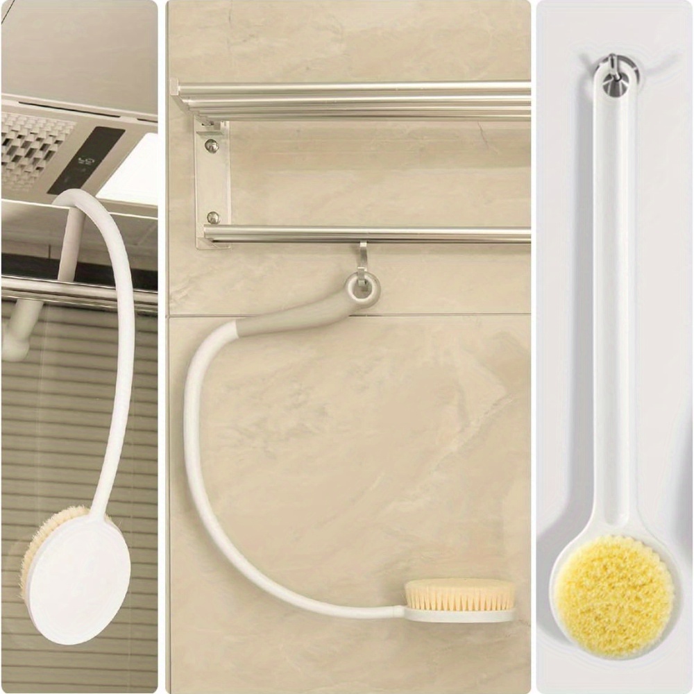 2pcs shower long handle brush u shaped back wiper back sanding brush bathroom tool accessories soft bristle shower brush suitable for use during showering Product details 2