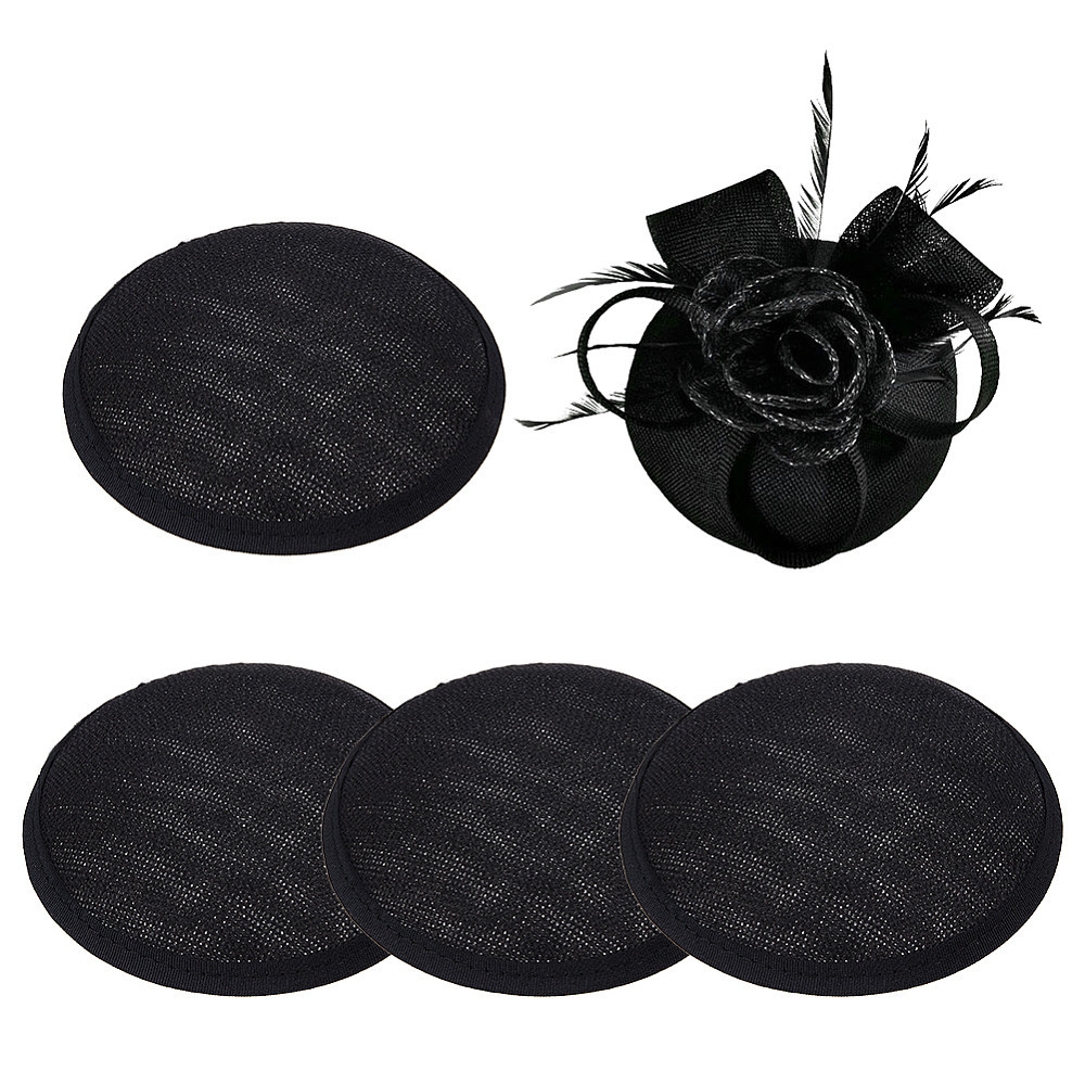 TEMU 4pcs Hemp Round Fascinator Hat Base For Millinery Black 128~129x20mm Craft Supplies Handmade Kit