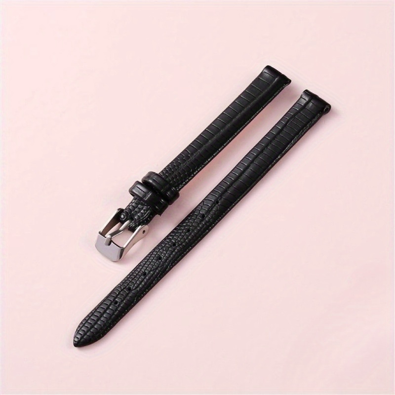 TEMU Real Watch With Lizard Pattern For Women, Soft And Waterproof Cowhide Bracelet, Suitable For Square Sugar Small Green Watch 8/10/12mm