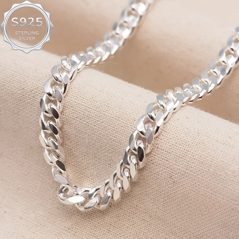 TEMU S925 925 Silver Heavy-duty Cuban Chain, 10mm Wide, Handmade Heavy-duty Manufacturing, Sturdy And Durable, Suitable For Daily Wear And Christmas,