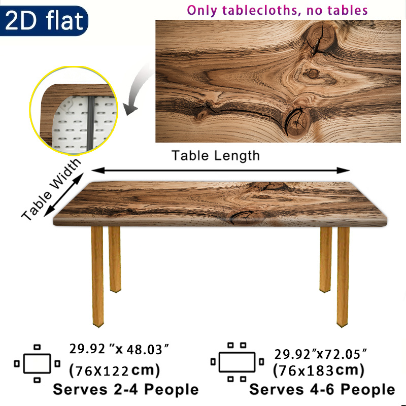 TEMU 1pc Outdoor Tablecloth - , Rustic Wood Grain Texture Outdoor Tablecloth Outdoor Table Cover, Rectangle Tablecloth, Perfect For Camping, Picnics
