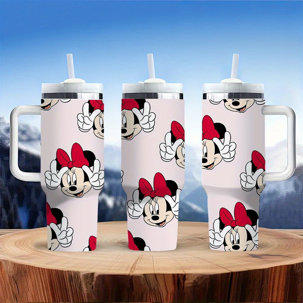 

1pc, 40oz Valentine's Day Easter With Lid And Straw Disney Mouse Car Cups, Stainless Steel Vacuum Insulated Water Bottle Travel Mug For Iced Coffee, Hot And Cold Tea, Beverages