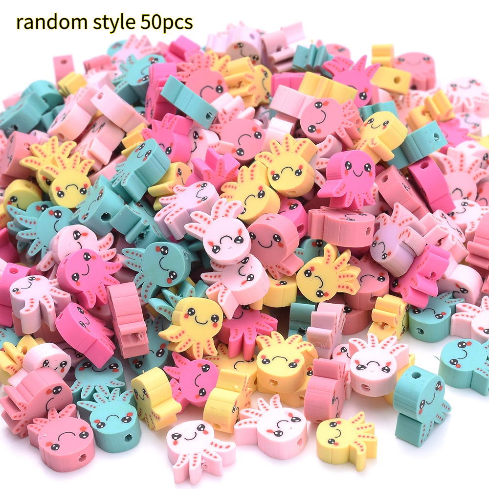 50pcs Random Animal Series Ceramic Beads for Jewelry Making