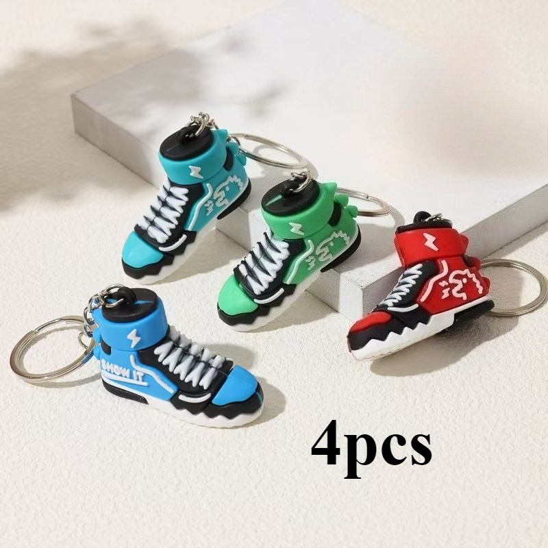 TEMU 4 pièces Mini Porte-clés & Dinosaure - Miniatures de Paniers avec Ballons et Charmes, Mignons/Cool, Pendentifs pour Sacs à Dos, Chaussures,
