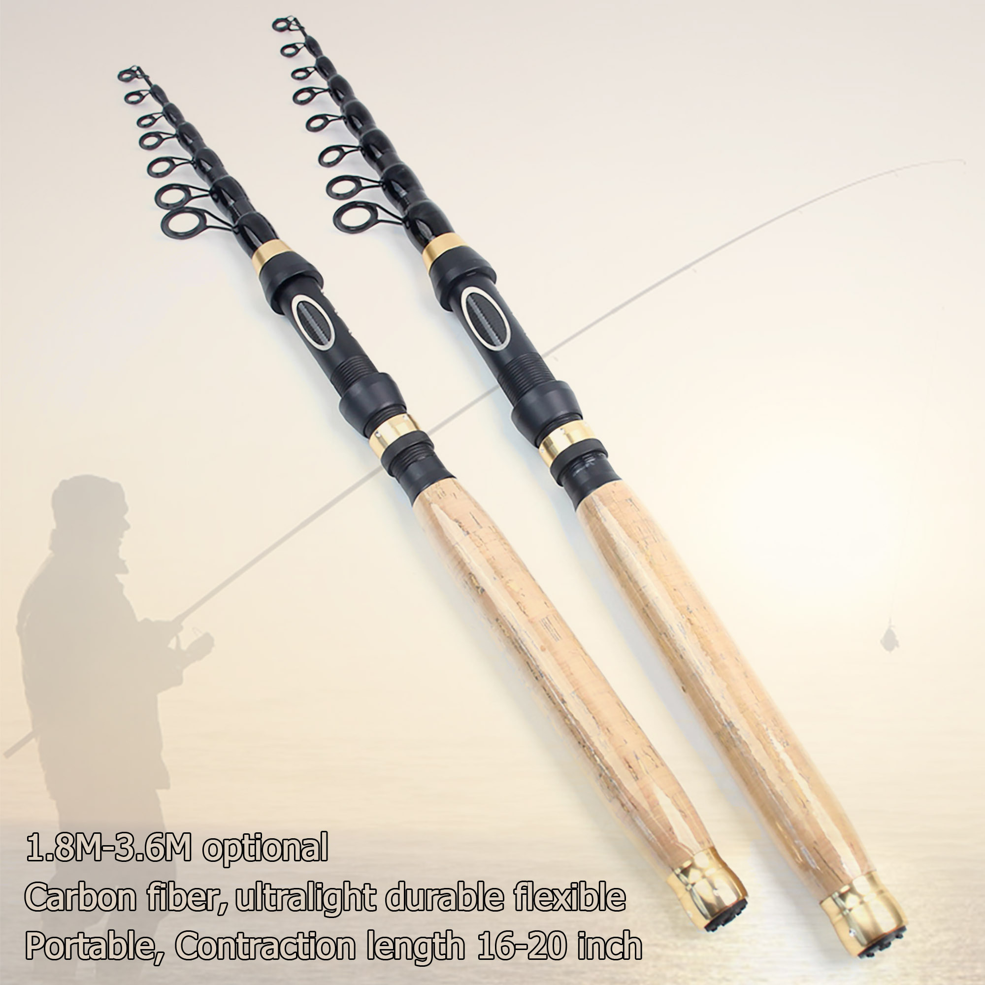 équipement Pêche Portable Canne à Pêche Télescopique En Fibre De