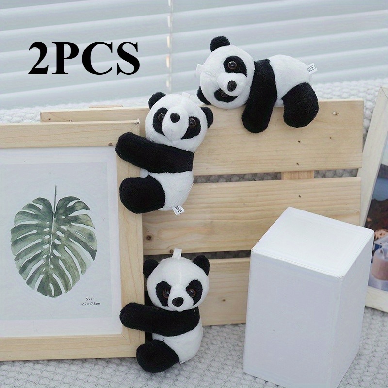 2pcs cute panda plush toy soft white black stuffed animals with   eyes plush desktop decor for room office party favors gift bag stuffers panda stuffed animal gift item cartoonish design durable plush material