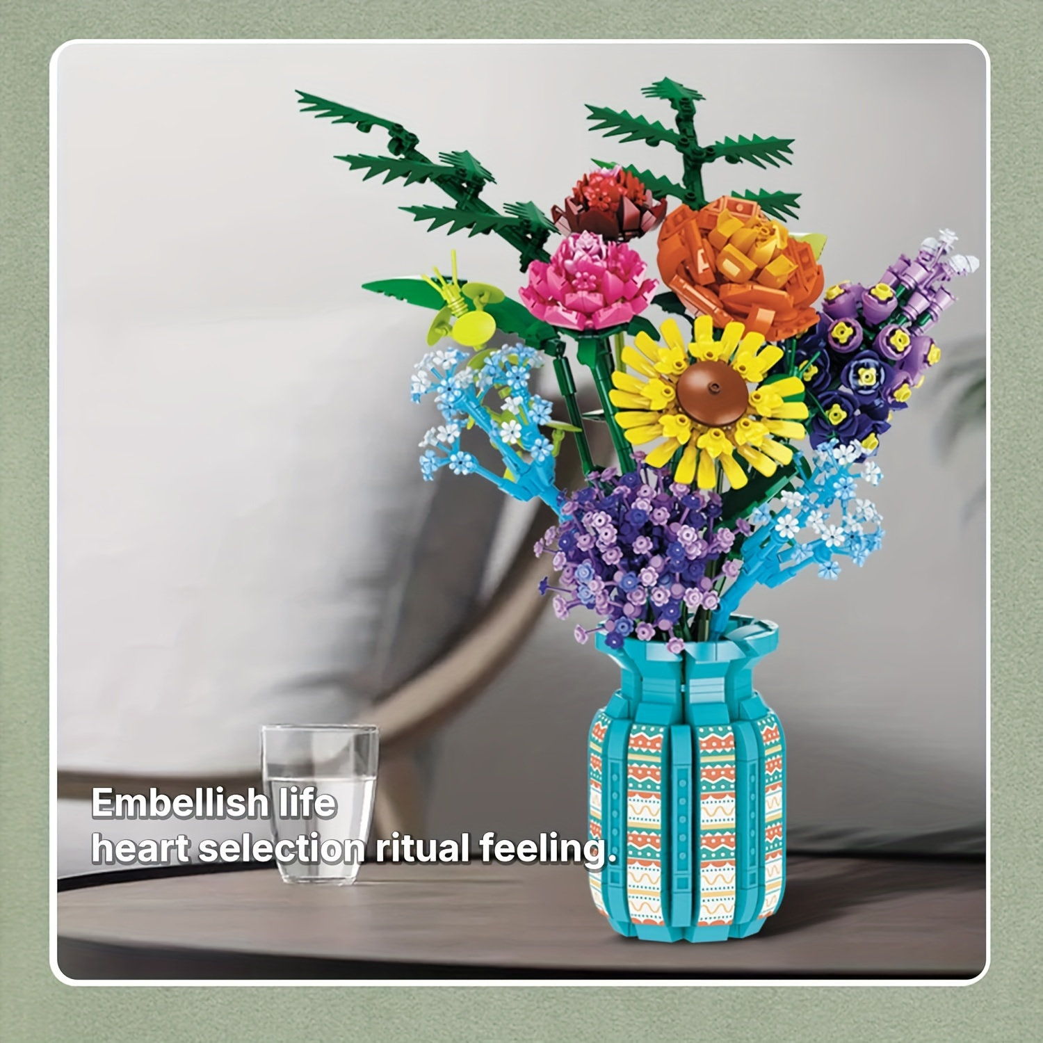 TEMU 1853pcs Flower Building Blocks Set With Vase Multi-botanical Design For Home/ Office Decor, Diy Craft Kit For Adults, Relax Gift (valentine's/ )