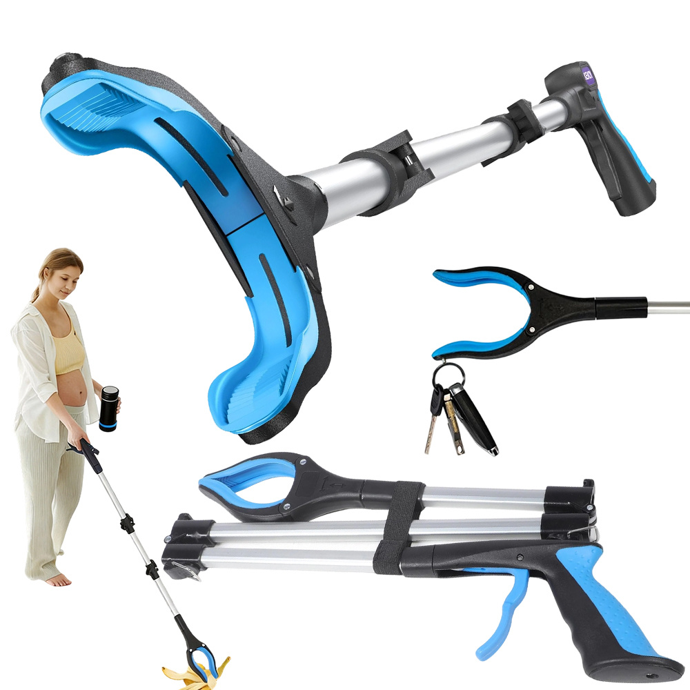 Image of 2x Metal Grabber Reacher Tool For Seniors, Foldable Reacher Grabbers Pickup Stick With Anti-slip 360° Rotating Jaw Length Adjustable, Extended Claw For Disabled, After Surgery Recovery