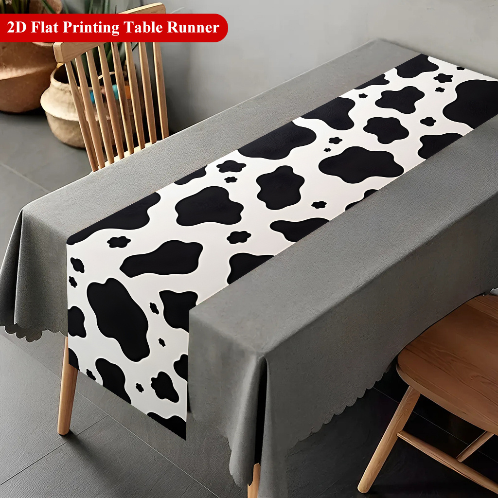TEMU 2d Table Runner 1pc, Cow Color Rectangular Table Runner, Holiday Dining Table Decoration Home And Kitchen, Holiday Dining Accessories, %