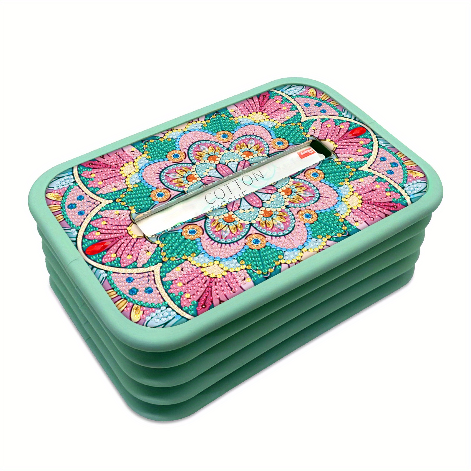 1pc handmade diamond painting tissue box holder floral diy craft with   mint green background decorative tissue organizer for living room housewarming wedding birthday gift   assembly tools   decor centerpiece mosaic effect decorative storage item Product details 7
