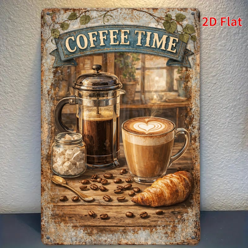 TEMU 2D Plat, 2D Plat - 1pc 19.99X30.0 Cm Plaque en Fer Forgé - Plaque en Fer Vintage "" - Décoration Murale de Cuisine Pot Français, Parfait pour du