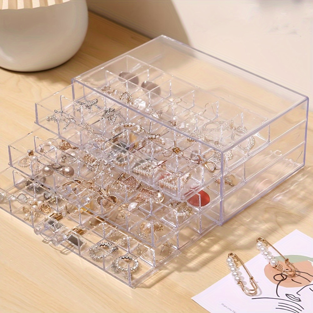 jewelry storage box with 5 drawers featuring 5 layers and 120 compartments made of transparent plastic this multifunctional and minimalist organizer is suitable for women and girls serving as a clear display stand for earrings necklaces rings and bracelets it can     great gift for   and mothers Product details 6