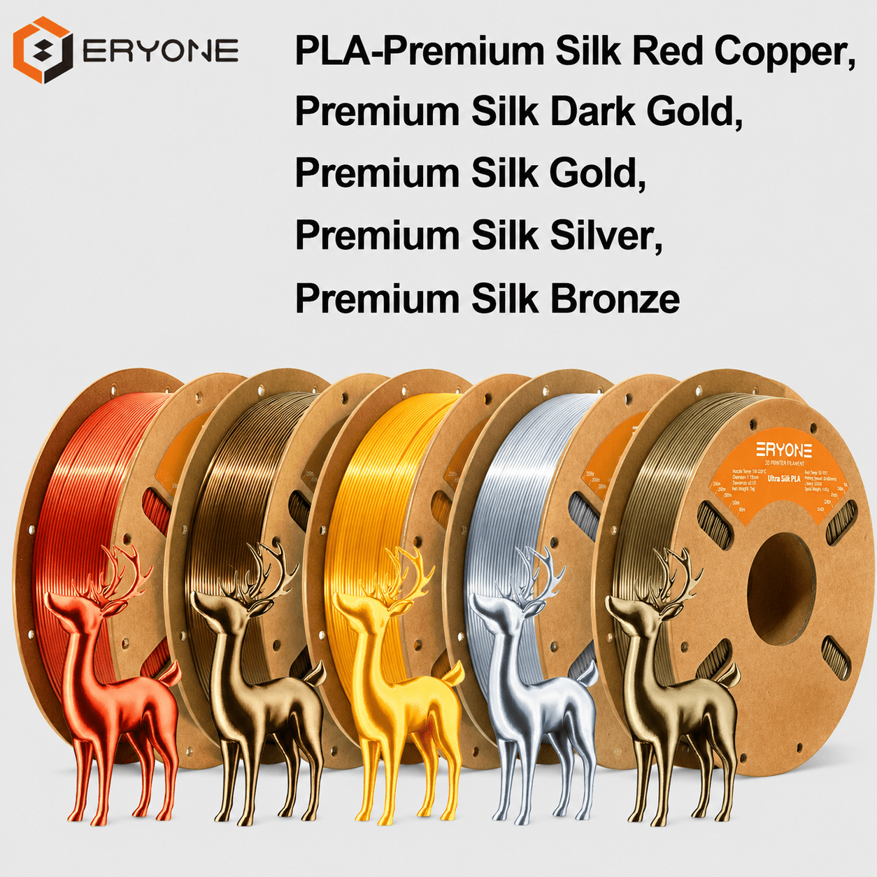 Image of Eryone Pla-ultra Set 3d Printing Supplies Filament For 3d Printer, 5 Rolls(5kg Total), 1.75mm +/-0.03mm Tolerance, Smooth Feeding