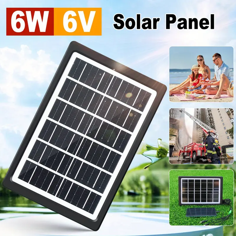 1pc cell phone solar portable charger 6w 6v with multiple usb for outdoor cell phone accessories suitable for cell phone flashlight small fan mobile power mens Product details 2