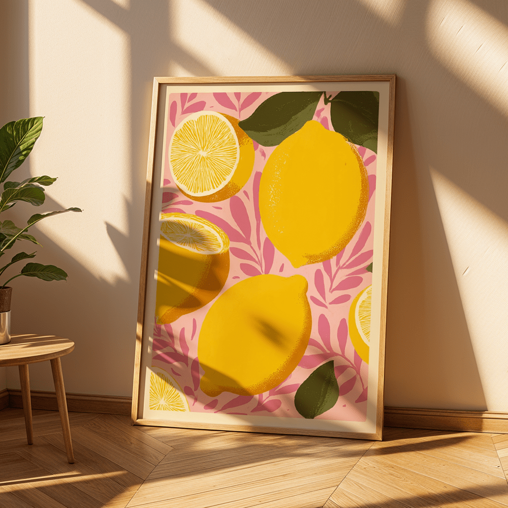zitronenwandkunst - zitronenbaum zitronenscheiben druck - rahmenloses buntes  -leinwandposter für wohnzimmer -   limonaden-thema als einzugsgeschenk   & badezimmer - zitronenbild