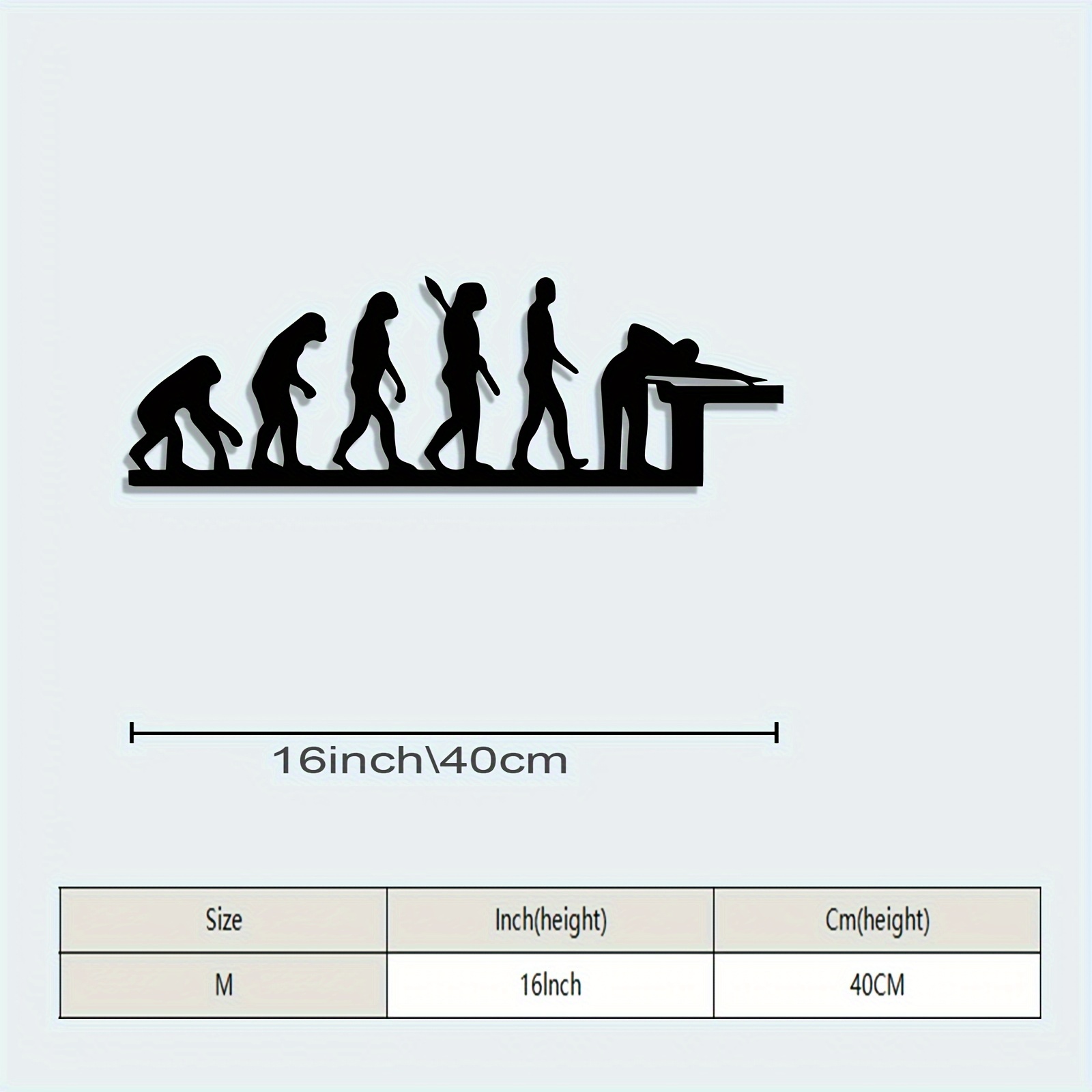 TEMU Humorous Metal Wall Sculpture - Human Turns Into Billiards Master Silhouette Art, Waterproof & Rust-proof Decor For