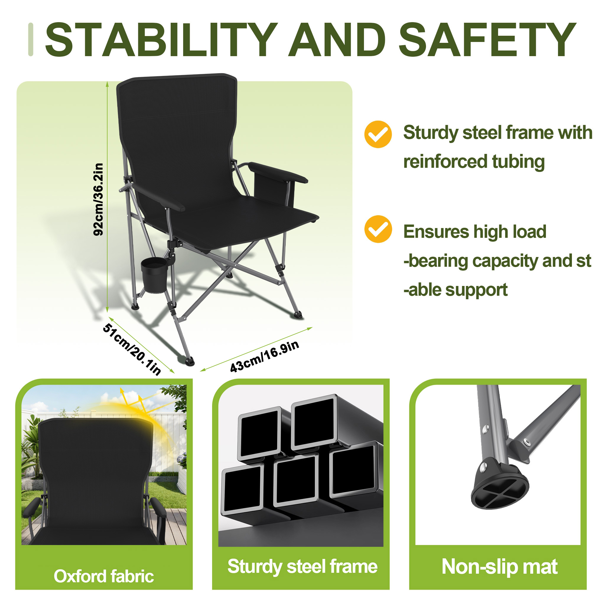Image of Foldable Portable Fishing Chair Camping Chair Foldable Chair Comfortable Compact Pack Size Portable Chair With Backrest To Clean And Durable
