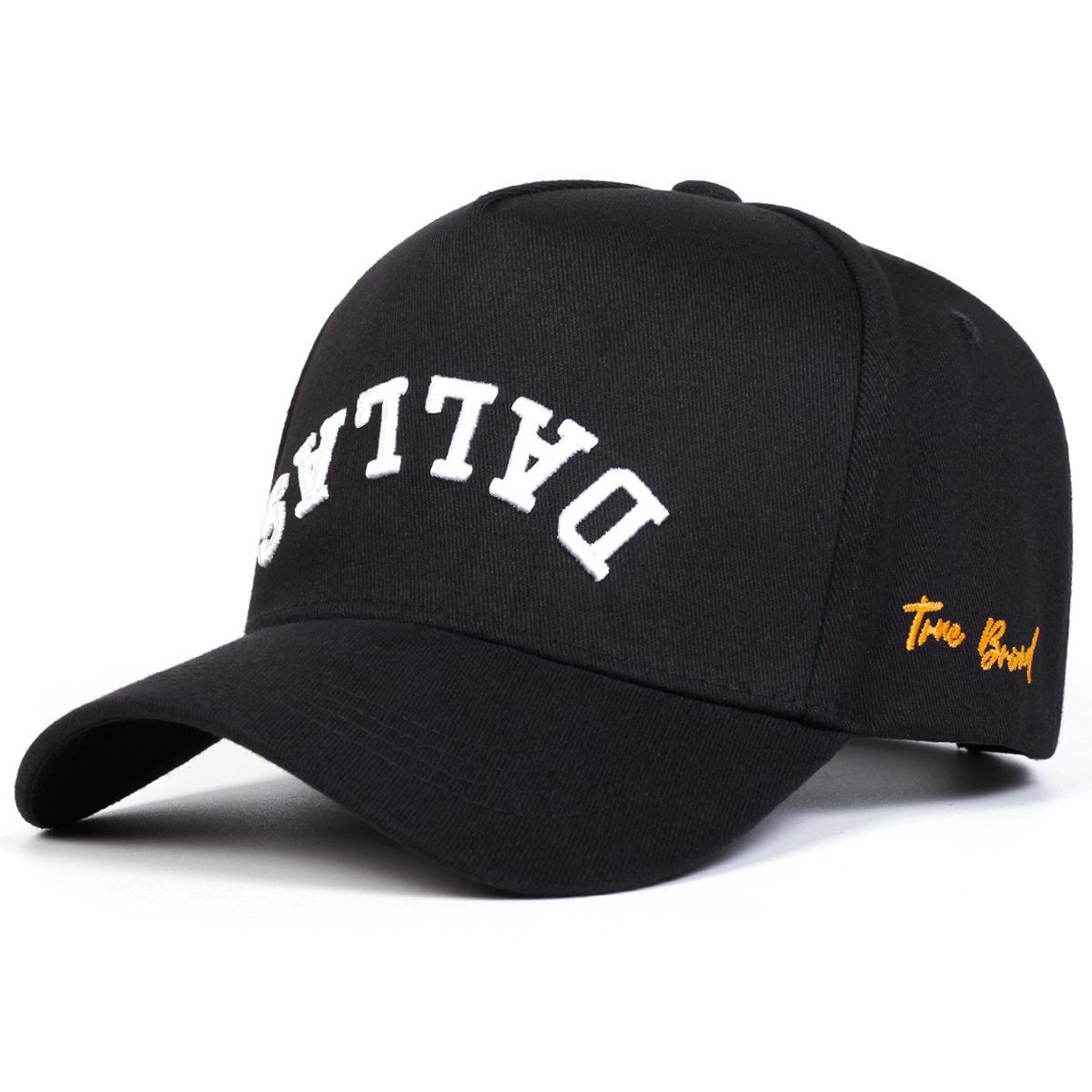 E-shop 1 Herren DALLAS Baseballcap mit Seitenbeschriftung, Moderne Fünfteilige Mütze, Verstellbare Outdoor-Casual-Kappe für Frühling, Herbst, Reisen