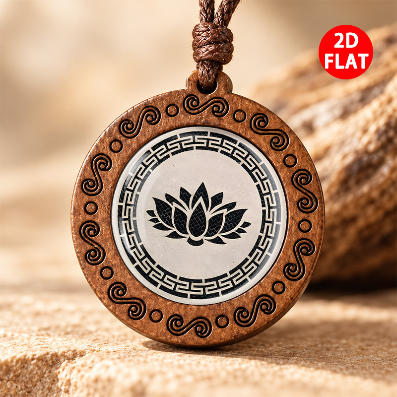 Buddhist Elements 2D Flat Pendant Necklace, Unisex Gift