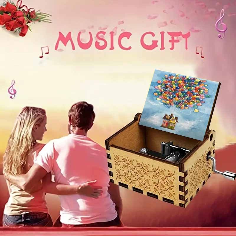 деревянная музыкальная шкатулка воздушный шар из дома на крыше, выбранный высококачественный материал, изобретательность для создания мечтательного звука, используйте музыку, чтобы рассказывать  , подарите родственникам, друзьям и одноклассникам изысканные подарки на дни рождения, праздники и юбилеи Детали 3