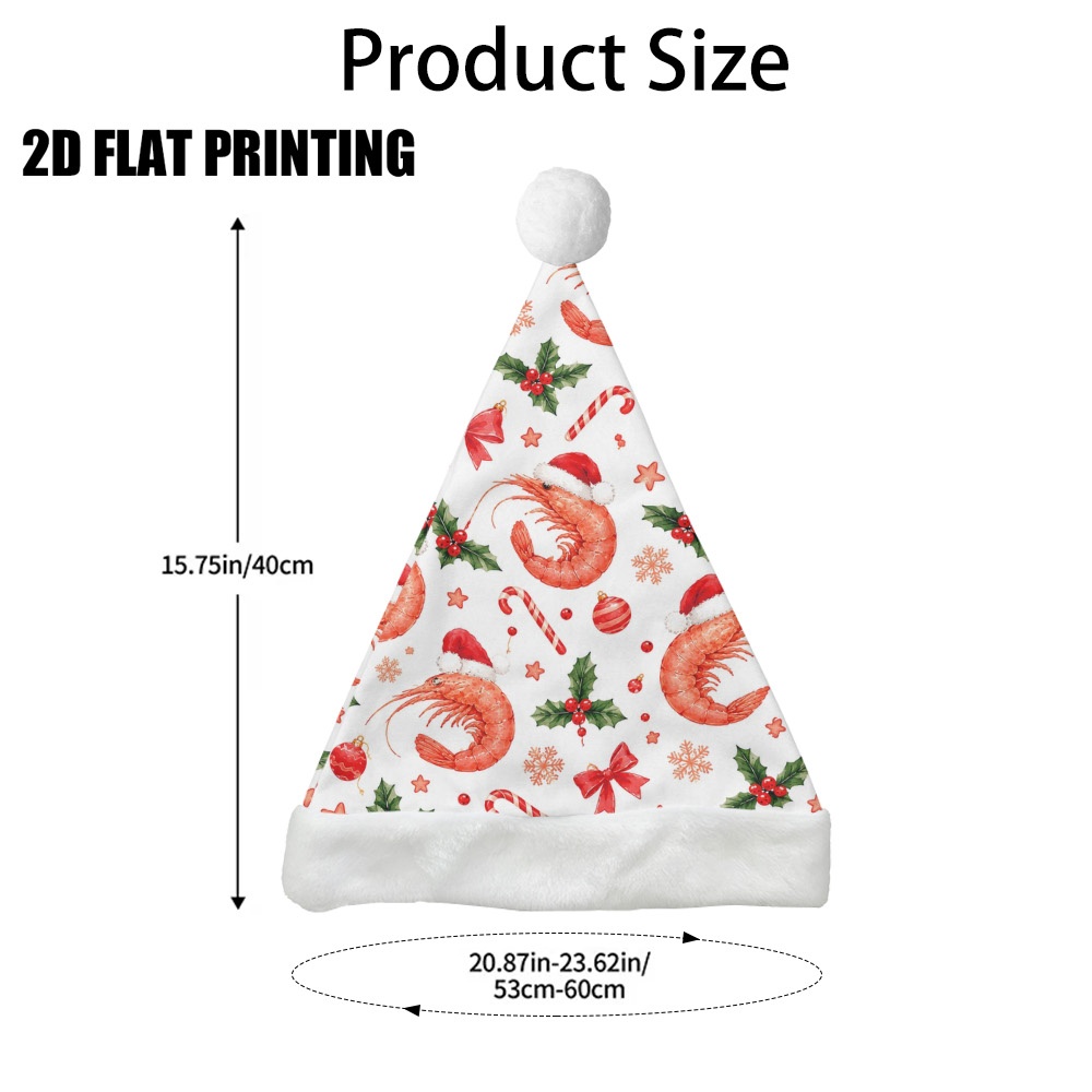 TEMU 1pc 1pcs Christmas Shrimp With Hats - Adorable Shrimp Party Hat, Hand Washable Headwear Suitable For , Xmas Gatherings, New Year', Winter