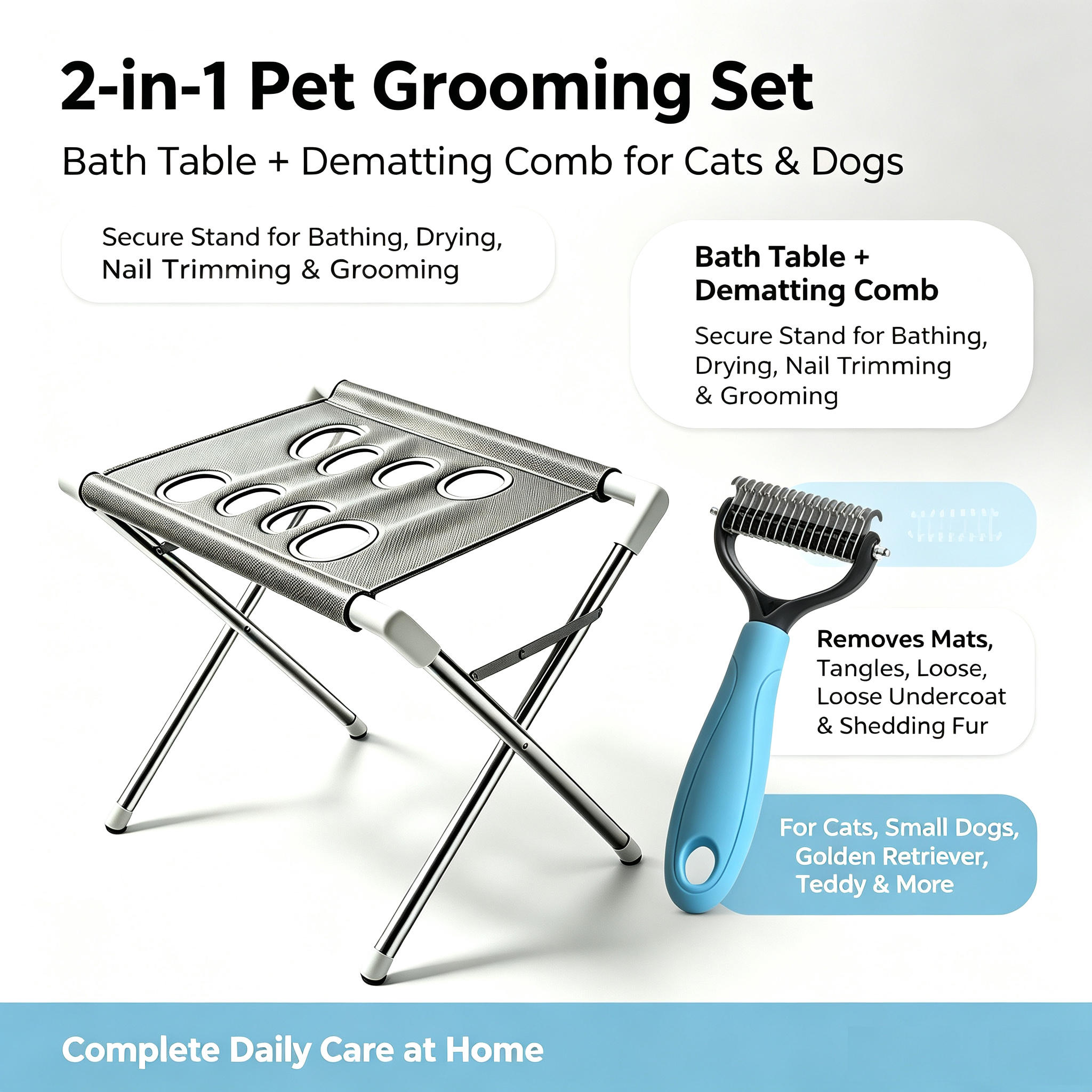 TEMU MOONXIAN Supporto Pieghevole per Bagno Animali Domestici con Spazzola Rimuovi e Base Antiscivolo - Rete Traspirante ad Asciugatura Rapida Adatta