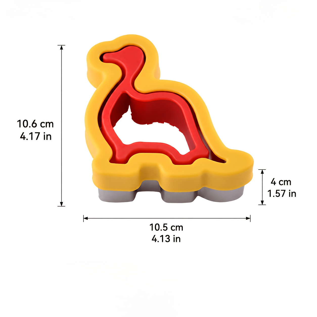 TEMU 1pc Stainless Steel Dinosaur Shaped Sandwich Cutter, Yellow Cutting Mold With Press Handle, Baking Mold, Fun Multifunctional Kitchen Tool,