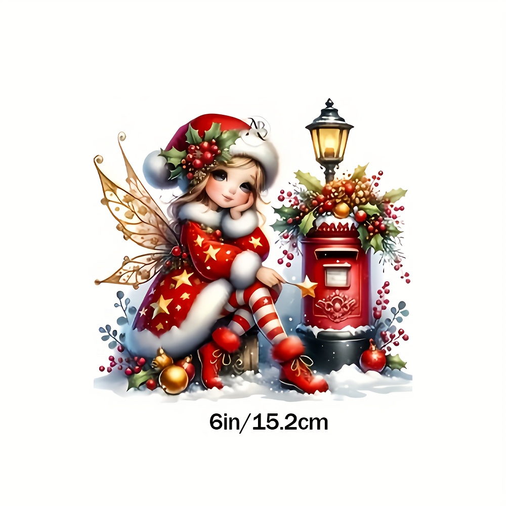 6inch kerst fee vinyl sticker - feestelijke kerstmuts en sterrennacht ontwerp, zelfklevend,  , geschikt voor autos, laptops, flessen, trucks, telefoons, motorfietsen, ramen,  , mokken - cartoon fantasy thema, feestelijke decoratie | eigenzinnig design