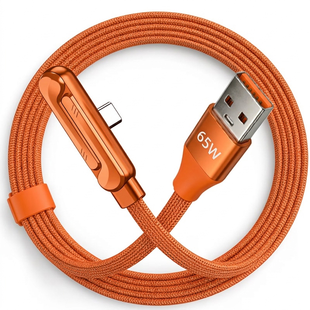 orange xni 2026 newest 65w foldable phone stand data cable usb   fast charging cable 59 06 inch charging cable 65w braided fast charging cable with built in phone stand t type folding design suitable for iphone 15 17 series samsung s10 s10