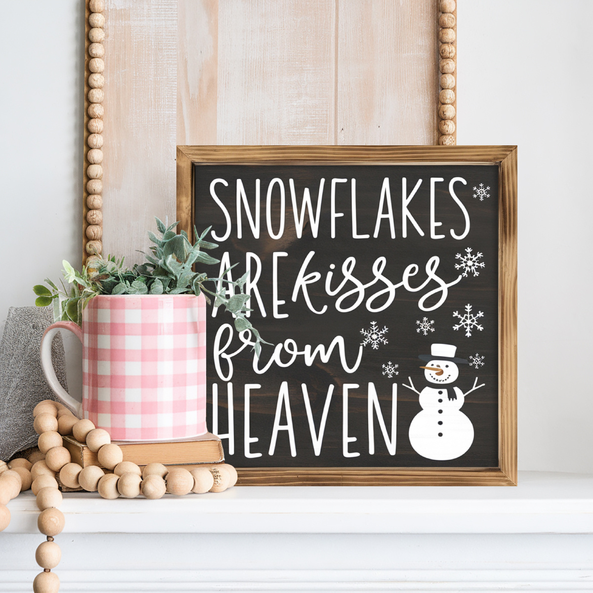 

snowflakes Are From Heaven" Sign, Wooden Sign, No Electricity Required, Winter Themed Wall Decor, Perfect Gift For Home, Office, Bedroom, Living Room, Desk, Kitchen, Washroom, Bathroom, 8x8 Inch