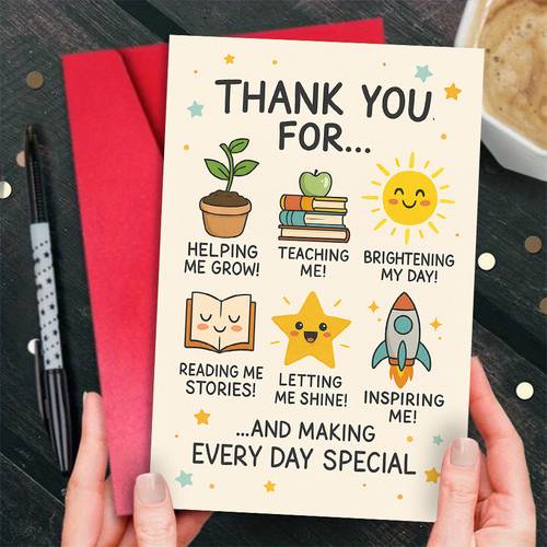 1pc teacher mentor friend thank you card for expressing gratitude and special occasions christmas card christmas