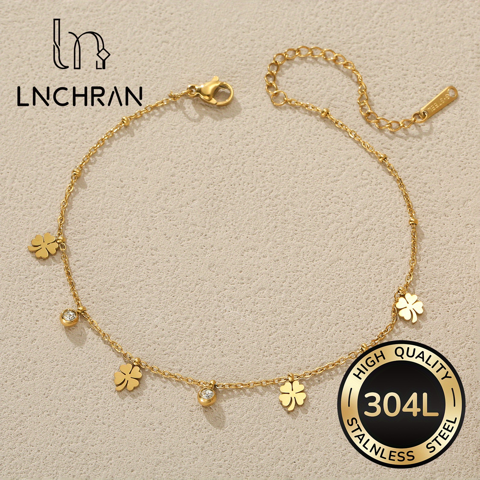 E-shop 1 Stück Damenmode Fußkette Vierblattklee Exquisite Fußkette Geometrie und Linien Metallstil Südeuropa Speziell Geeignet für Feiertage, Küste,