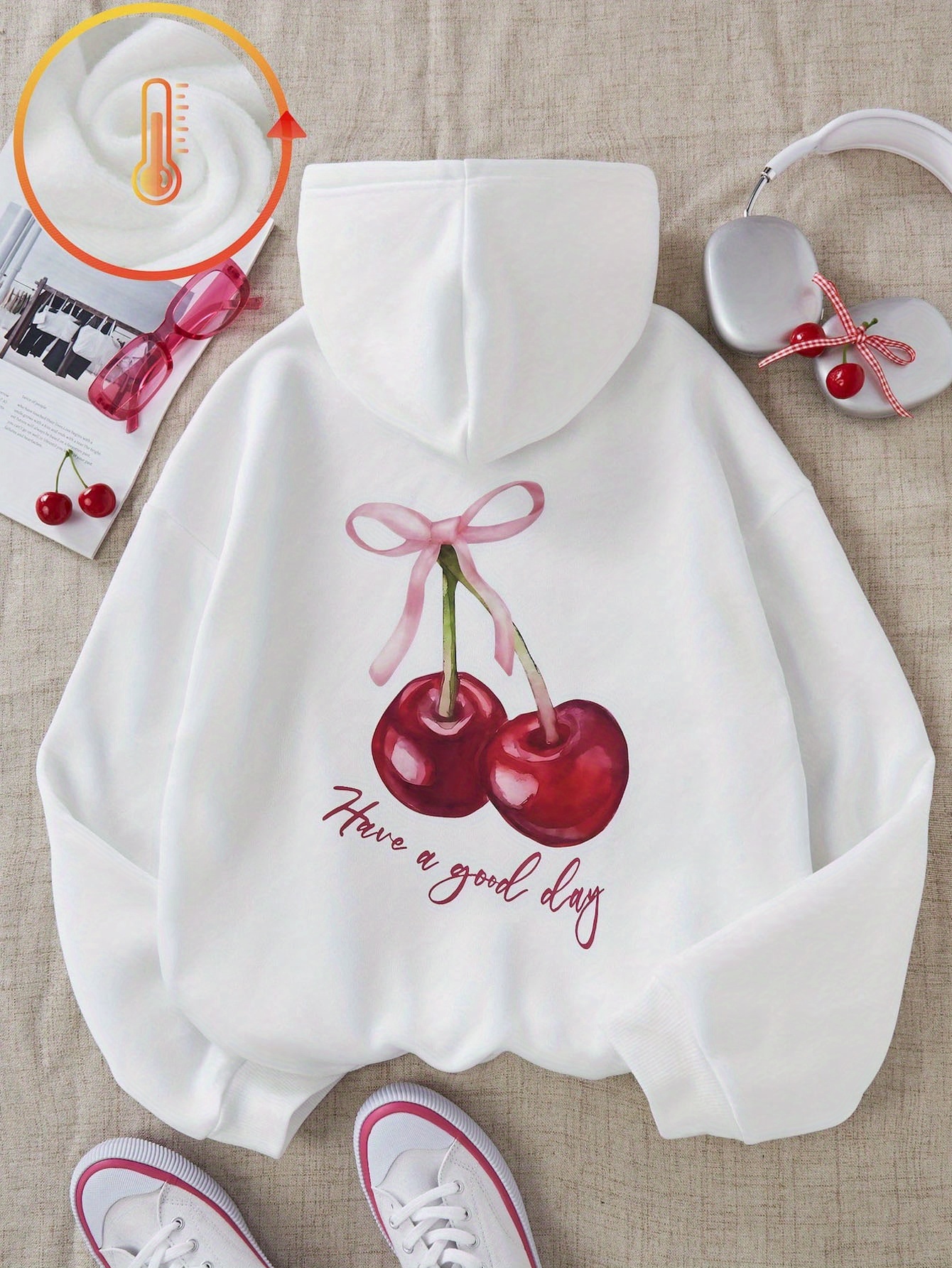cherry sweatshirt sold on Temu United States