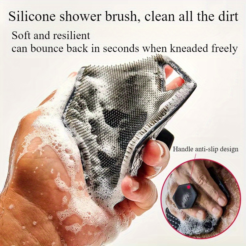 4pcs Silicone Body Brush Set - Long Handle Back Cleaning Brush, Gentle Hair and Facial Brush, Handheld Bath Brush - Non-Electric, Non-Slip Handle, Deep Cleaning and Massage Tool