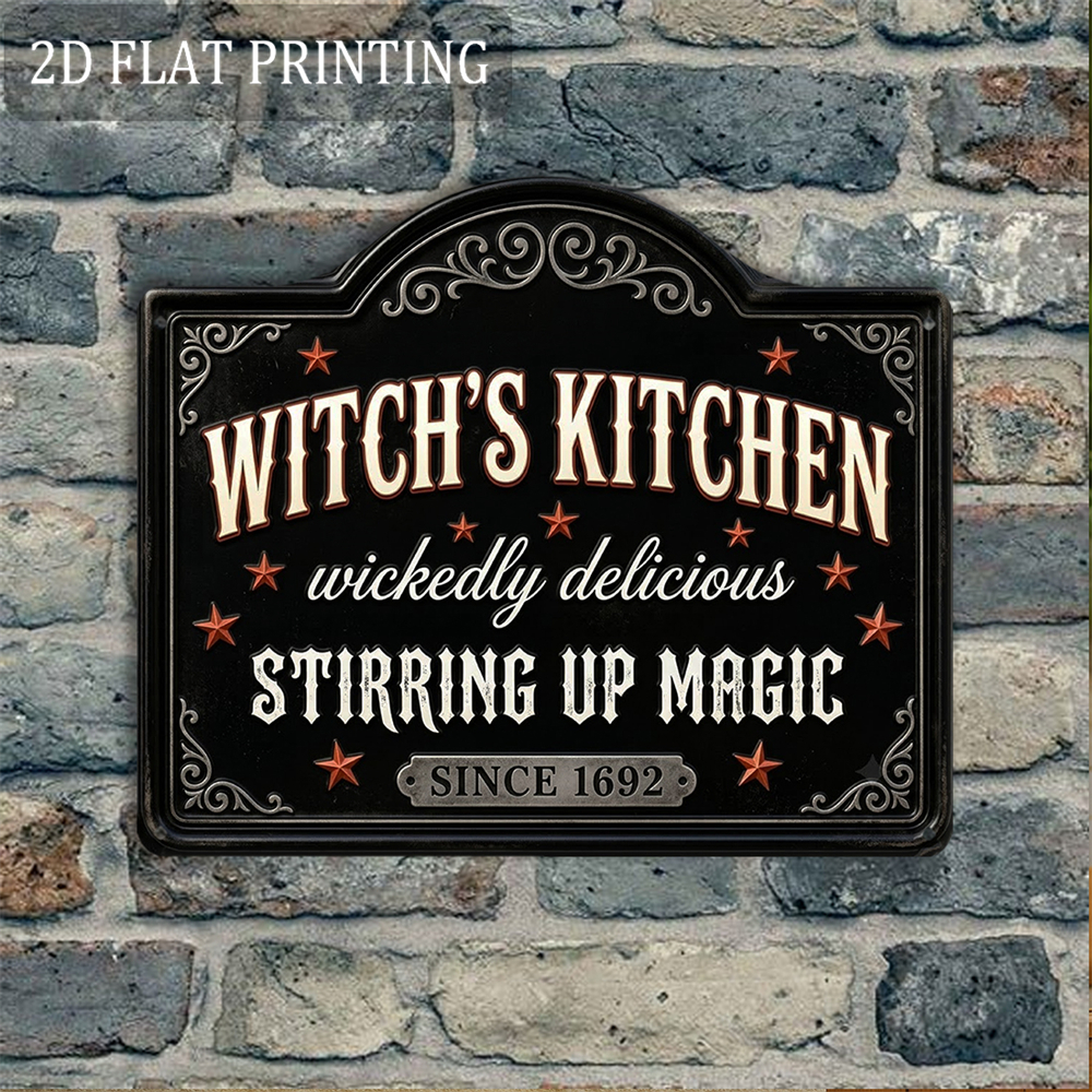 TEMU 2D Plat - 1pc Panneau Décoratif Rétro en Bois sur le Thème de de Sorcière 2D Plat, Convient pour la Décoration d'Halloween, la Décoration de