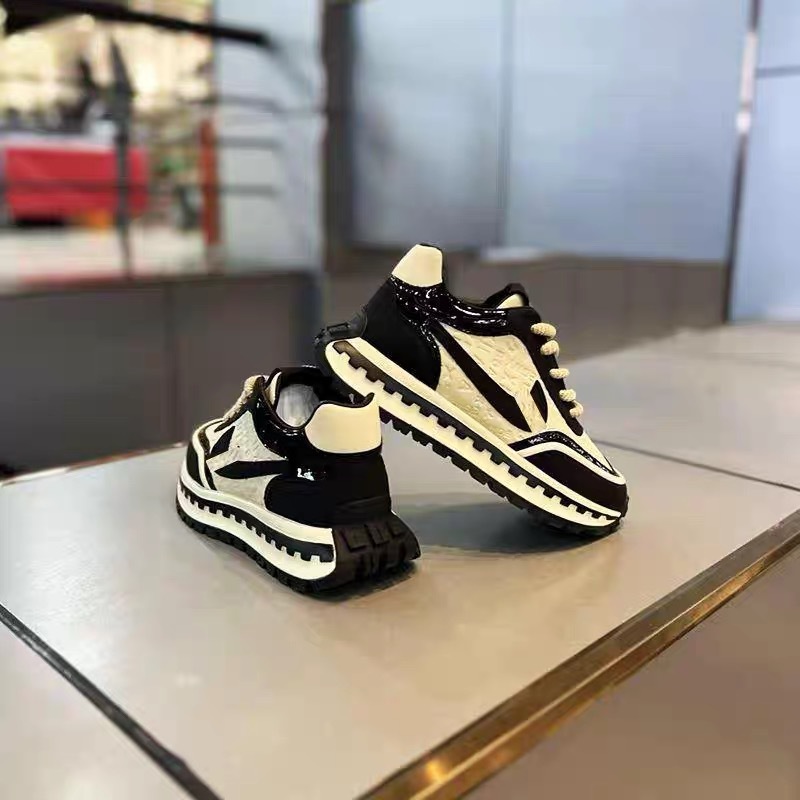 TEMU 2026 Autumn Winter Printed Fashion Trendy Rubbed Soft Sole Men's Shoes Korean Style Thick Sole Height Increasing Sports Casual Shoes For Men