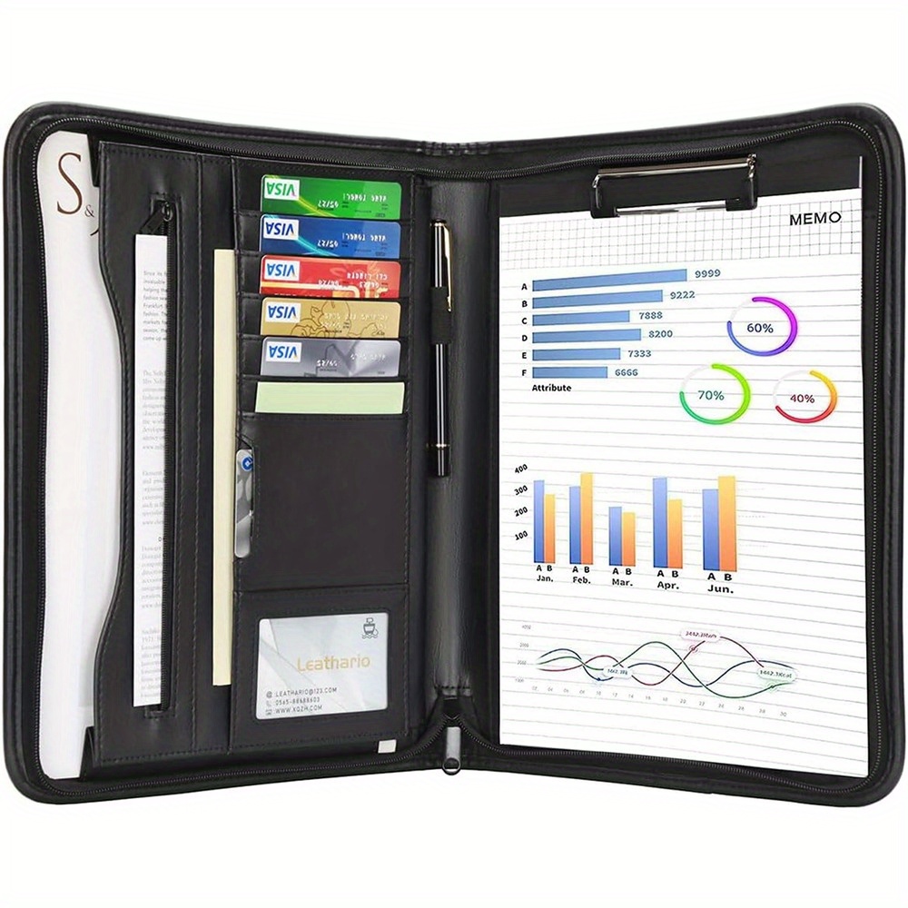 A4 File Folder With Multiple Compartments, Suitable For Multi-functional Zipper Storage Bag Conference Folder For Notebooks, Credit Cards, Id Cards, Pens, Mobile Phones