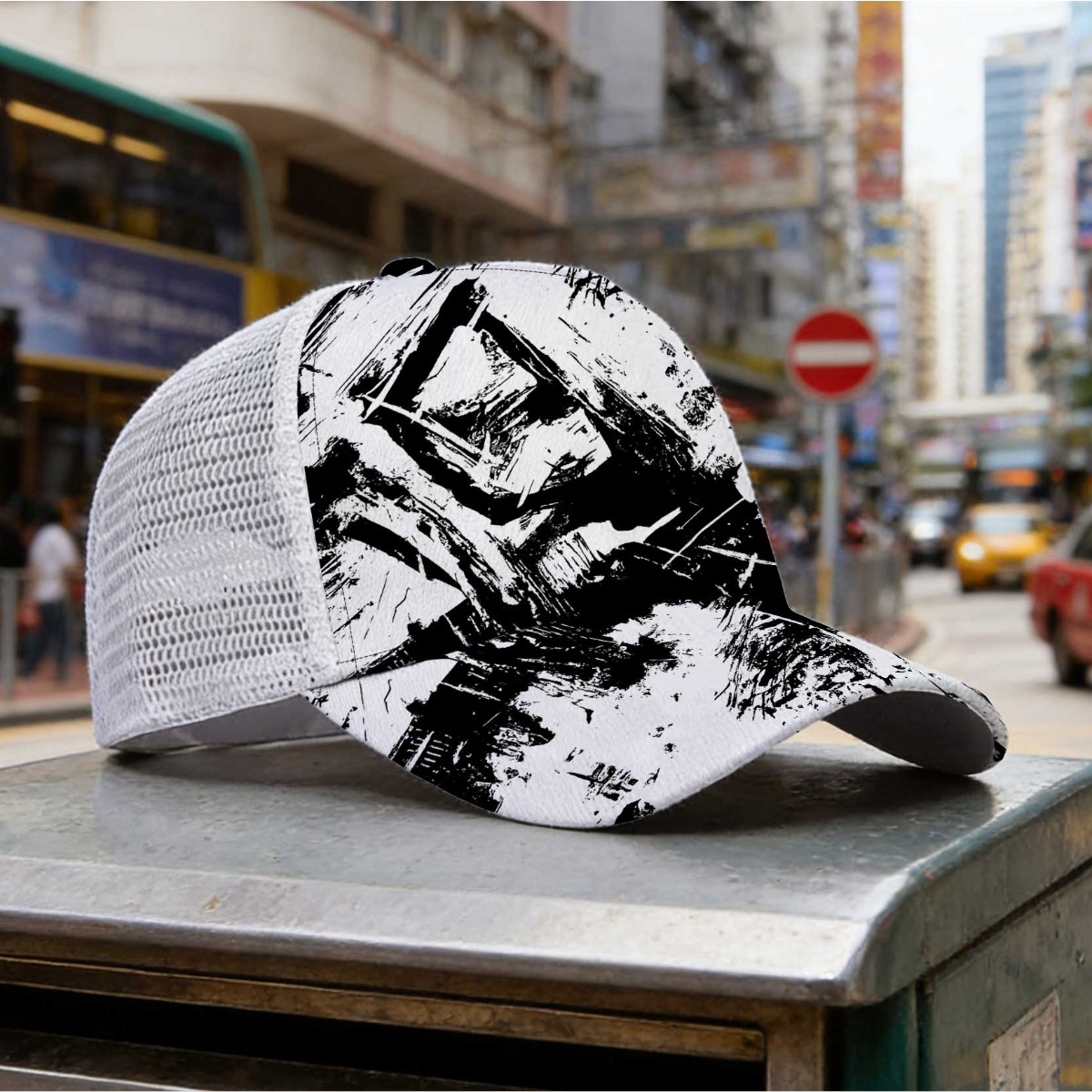TEMU 1pc Abstract Classic Baseball Cap Mesh Cap Fitted Closure Adjustable Design Breathable Design For Casual Wear Parties Sports Ideal Gift For Men